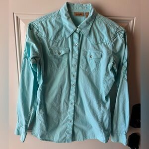 Wrangler Men's Aqua Button Down Shirt